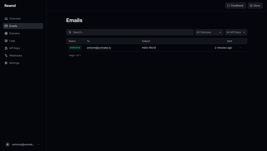 Resend Emails History