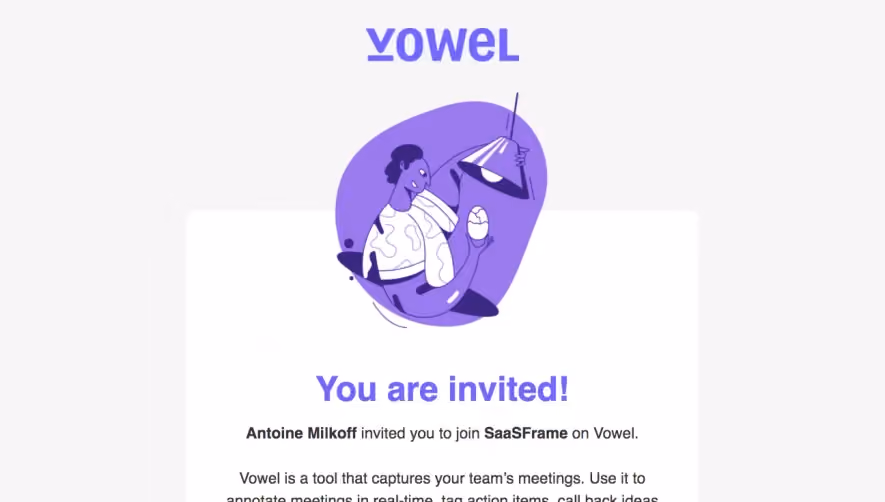 Vowel Invitation Email
