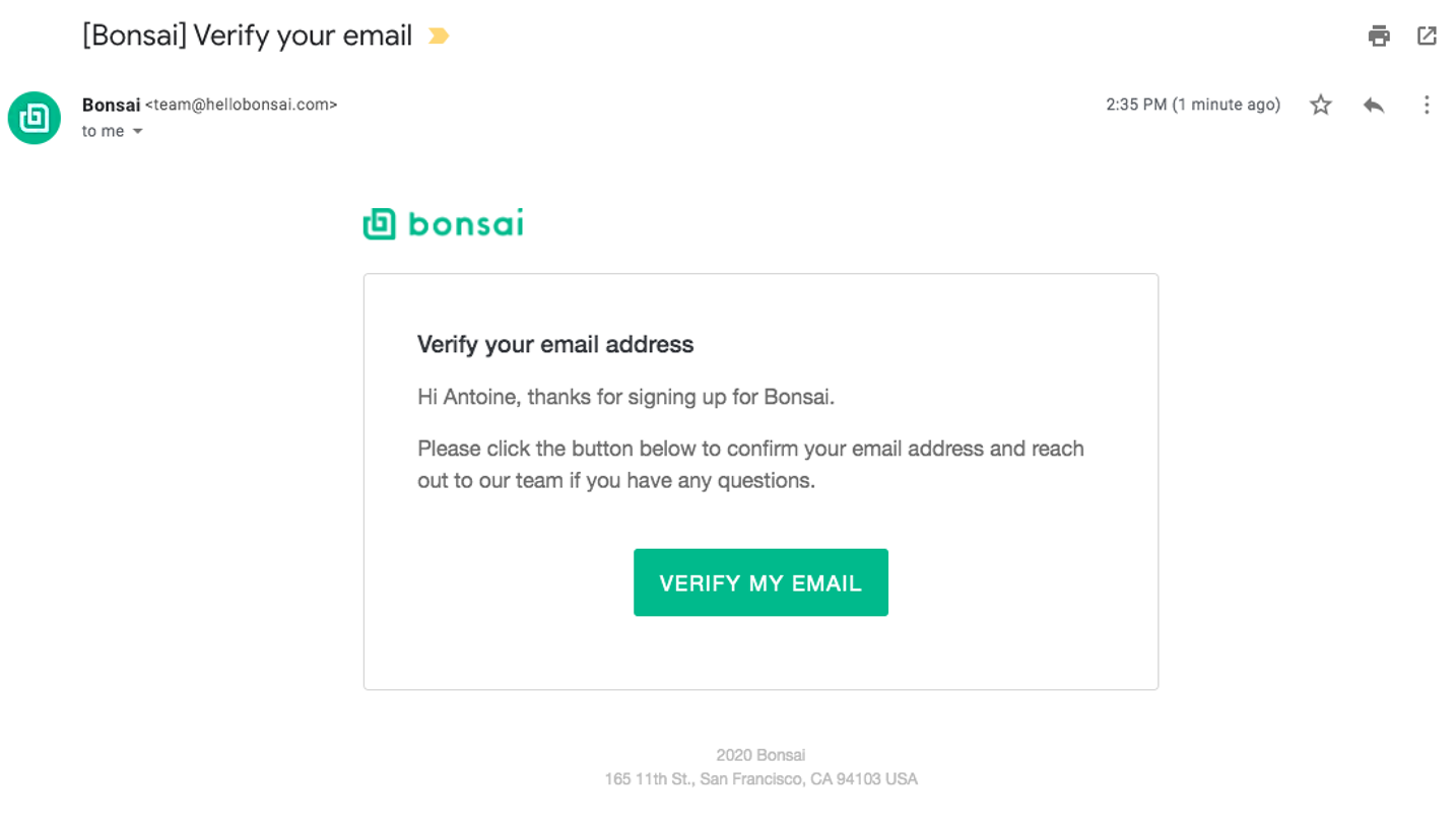 Bonsai Sign Up Flow
