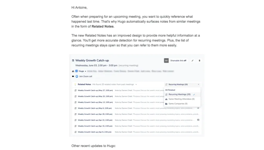 Hugo New Features Emails