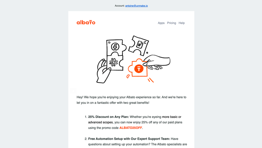 Albato Onboarding Email