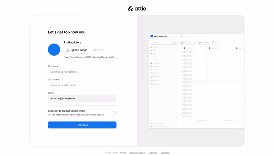 Attio Profile Setup