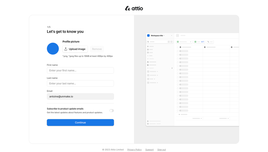 Attio Profile Setup