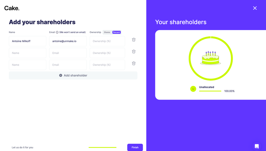 Cake Equity Account Setup