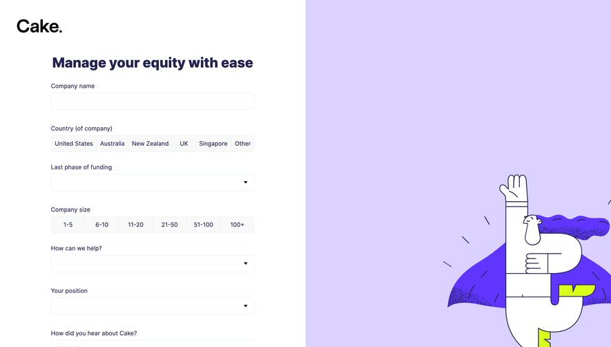Cake Equity Account Setup