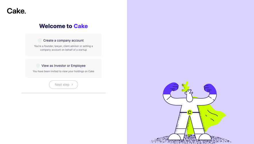 Cake Equity Account Setup