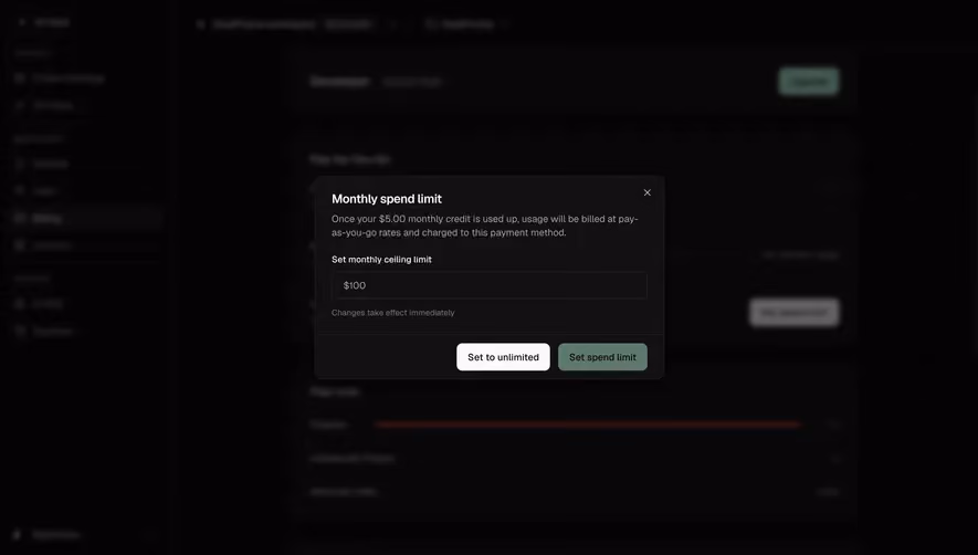 Moss Set a monthly spend limit