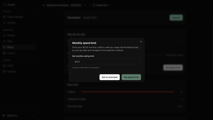 Moss Set a monthly spend limit