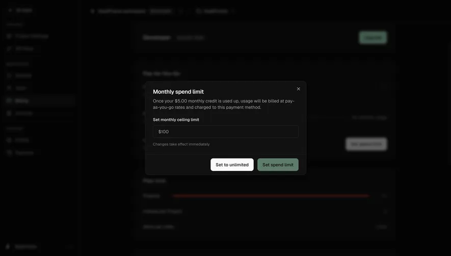 Moss Set a monthly spend limit