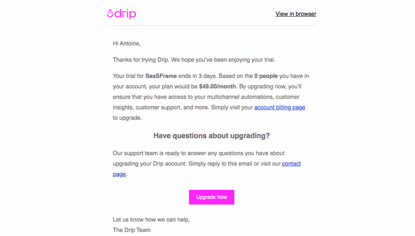 Drip Free Trial Emails