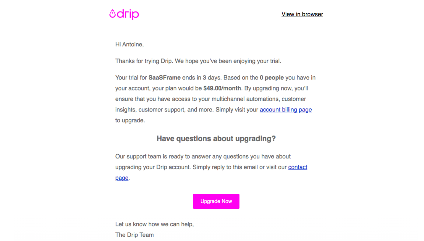 Drip Free Trial Emails