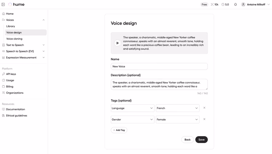 Hume AI New Voice Set Up