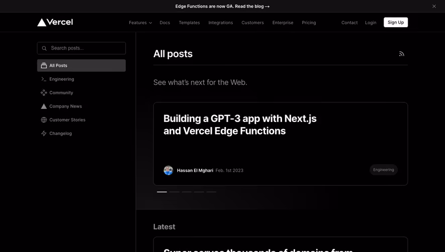 Vercel Blog Feed