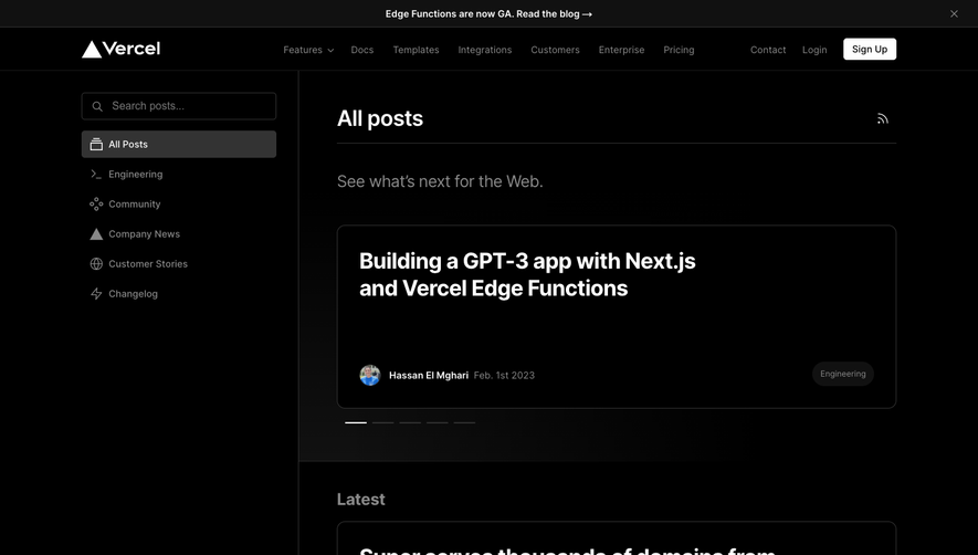 Vercel Blog Feed