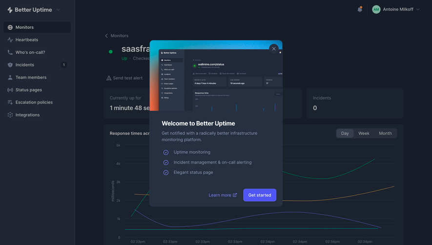 Better Stack etter Uptime User Onboarding
