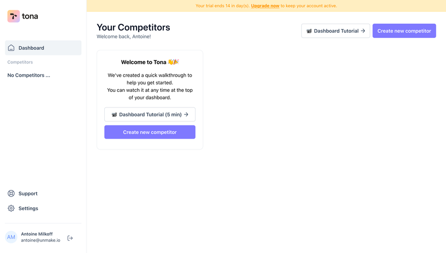 Tona Welcome Screen