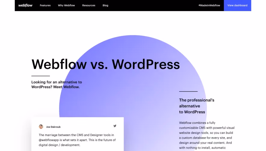 Webflow Comparison Page