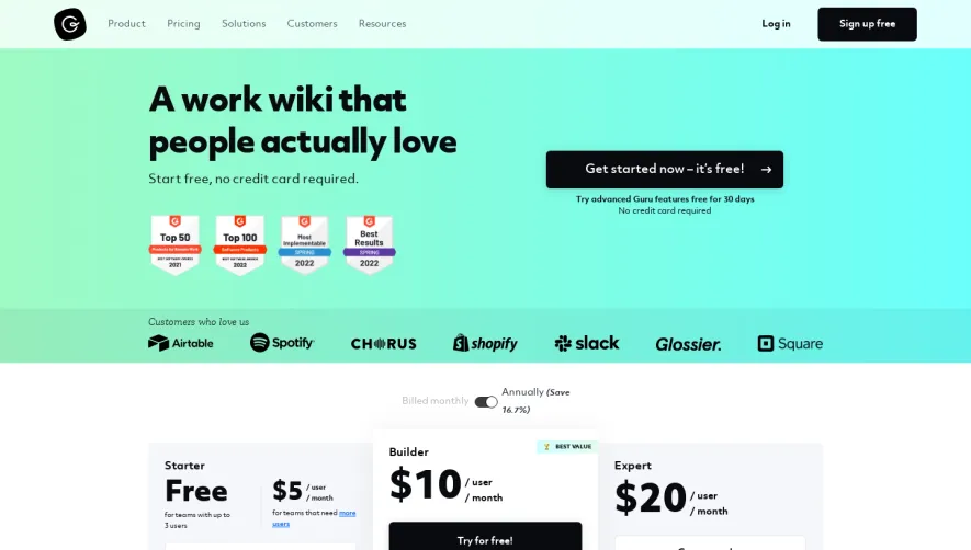 Guru Pricing Page