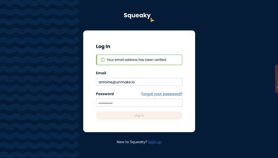 Squeaky Email verified