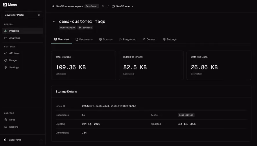 Moss Search index storage overview