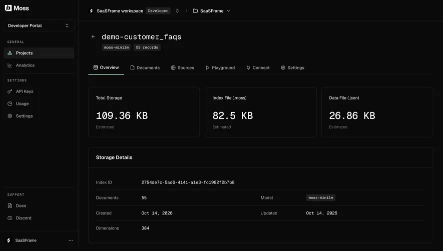 Moss Search index storage overview