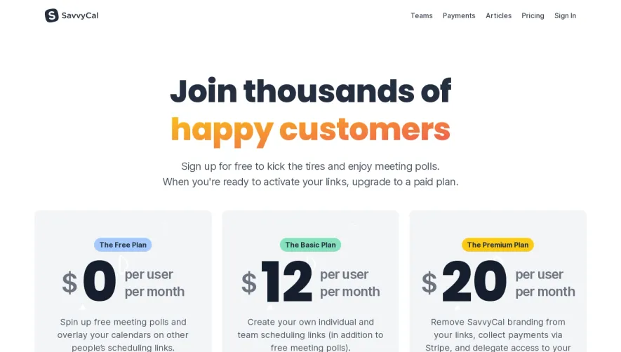 SavvyCal Pricing Page