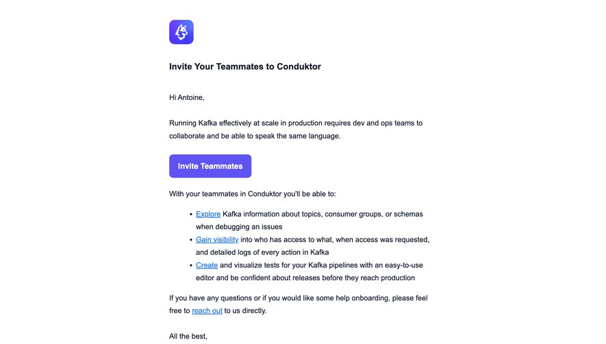 Conduktor Invite Your Team Emails
