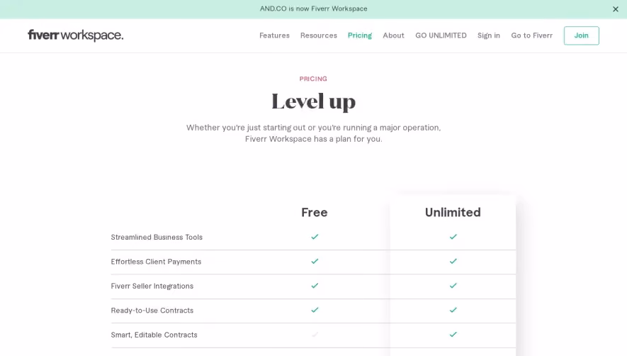 AND.CO Pricing Page