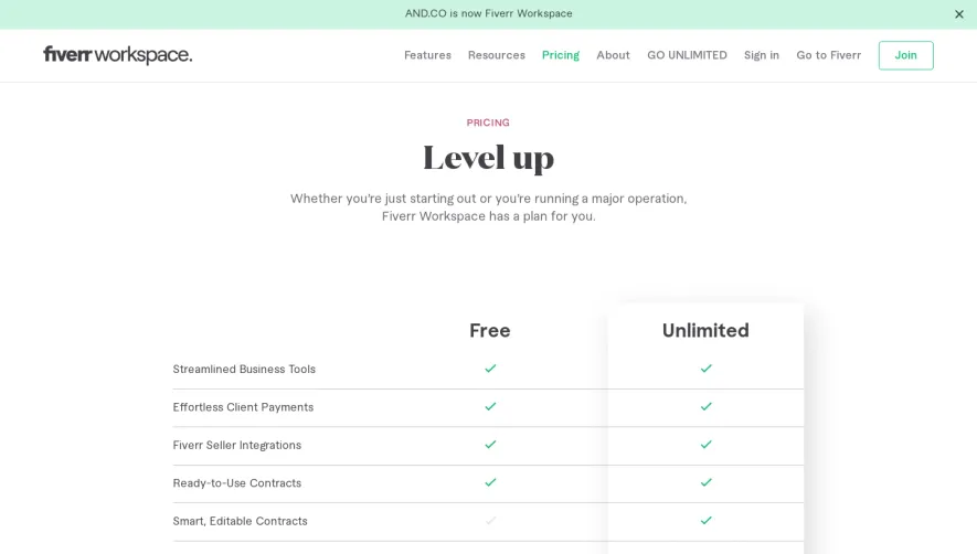 AND.CO Pricing Page