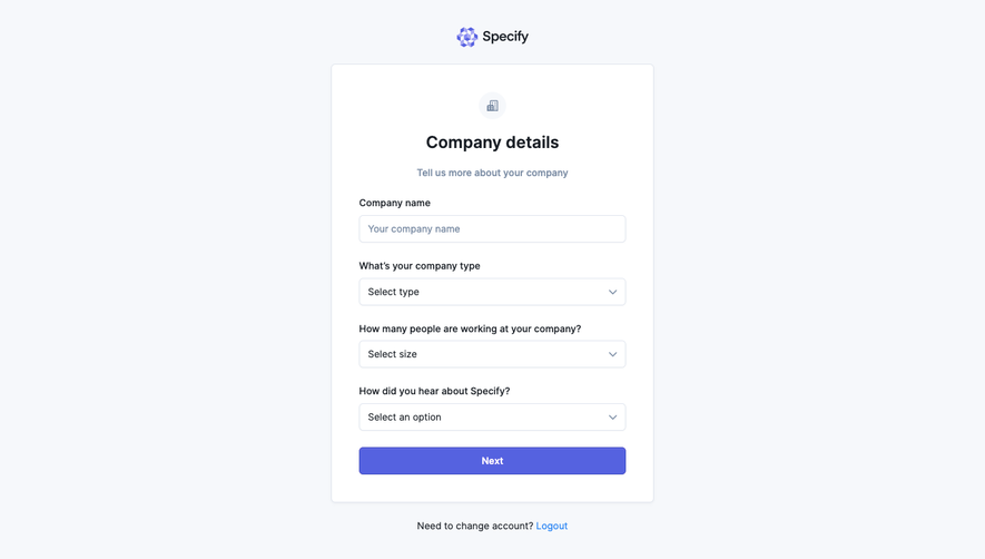 Specify Company Details