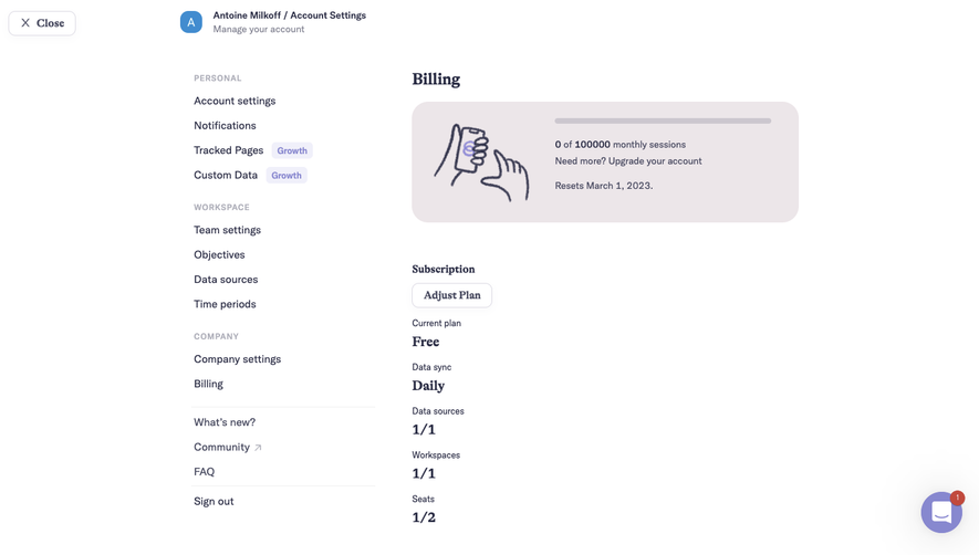 Narrative BI Billing Settings