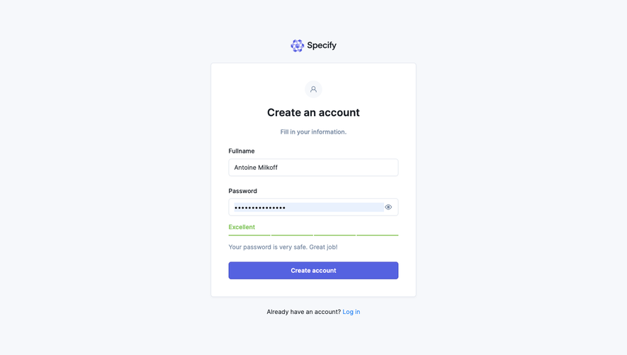 Specify Password Validation