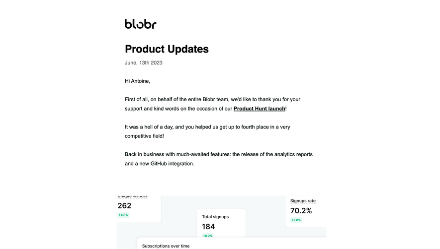 Blobr Product Update Emails