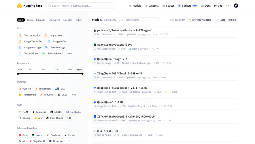 Hugging Face Browse datasets