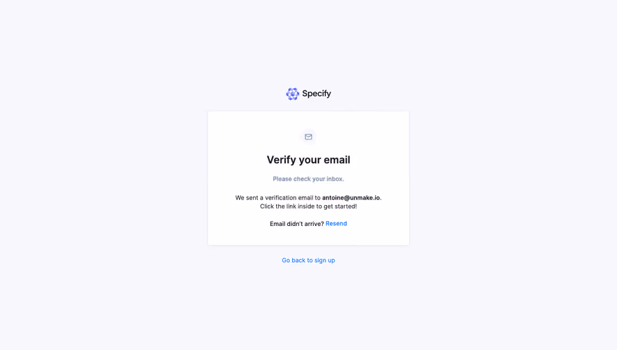 Specify Verification