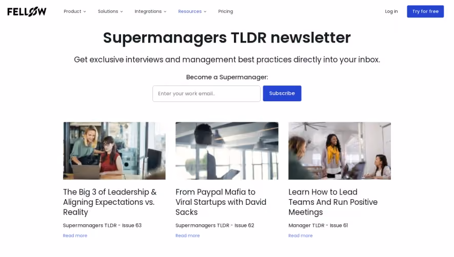 Fellow Newsletter Page
