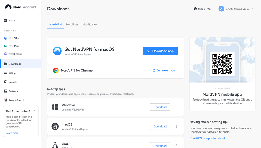 Nord VPN Downloads Dashboard