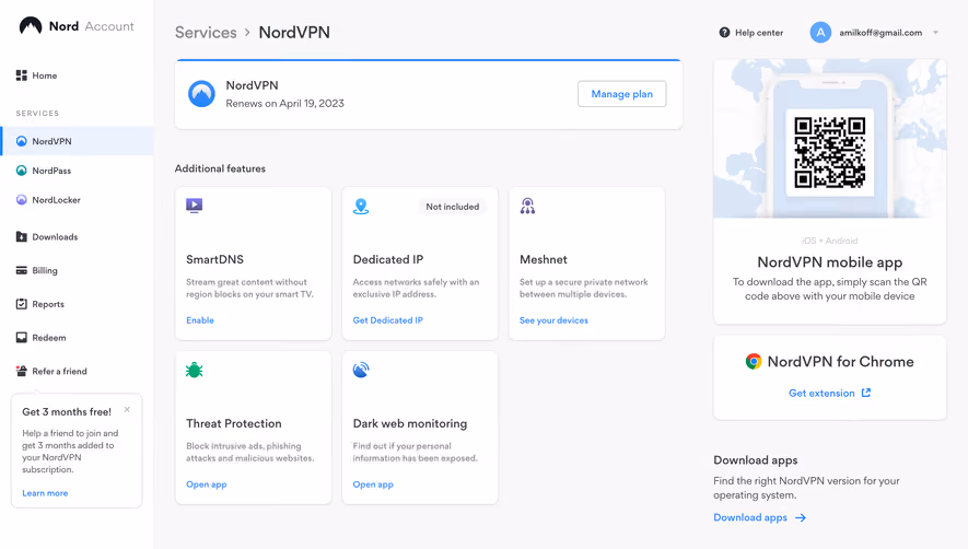 Nord VPN Dashboard