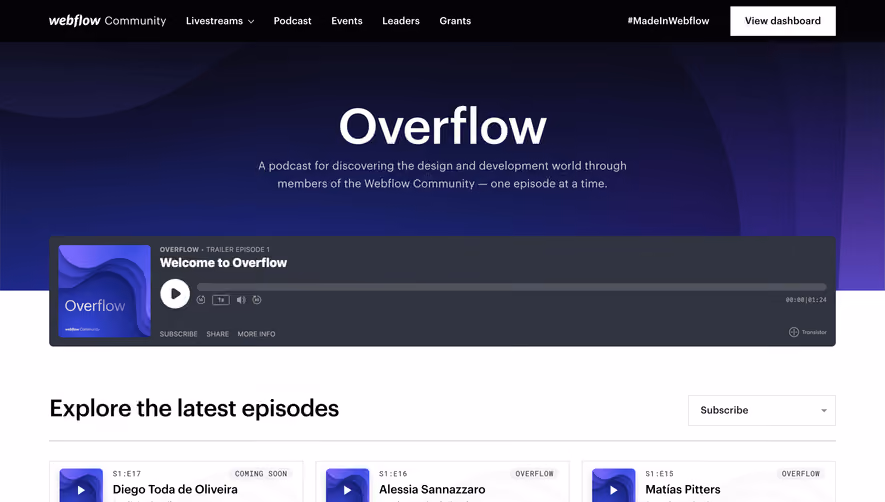 Webflow Podcast Page
