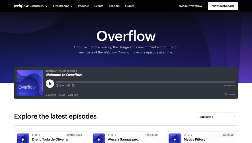 Webflow Podcast Page