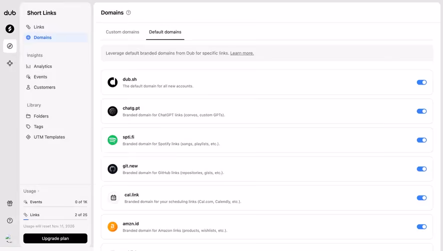Dub Default domains