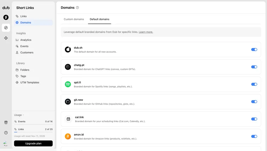 Dub Default domains