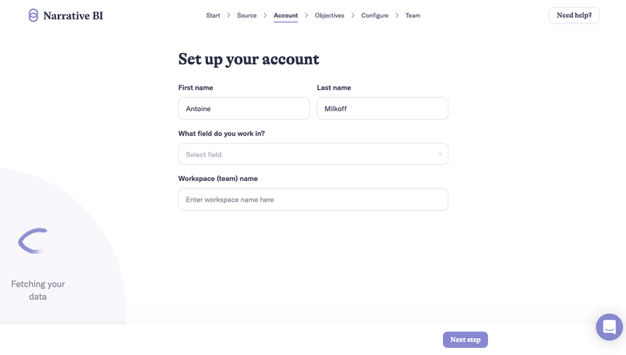 Narrative BI User Onboarding