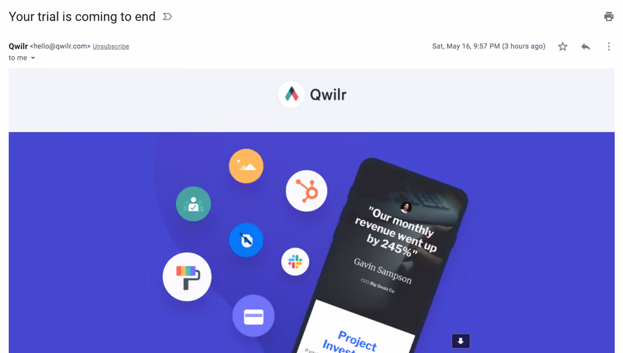 Qwilr Free Trial Emails