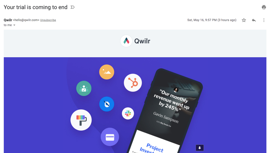 Qwilr Free Trial Emails
