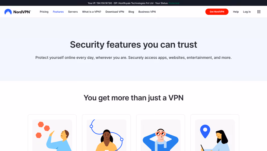 Nord VPN Features Page
