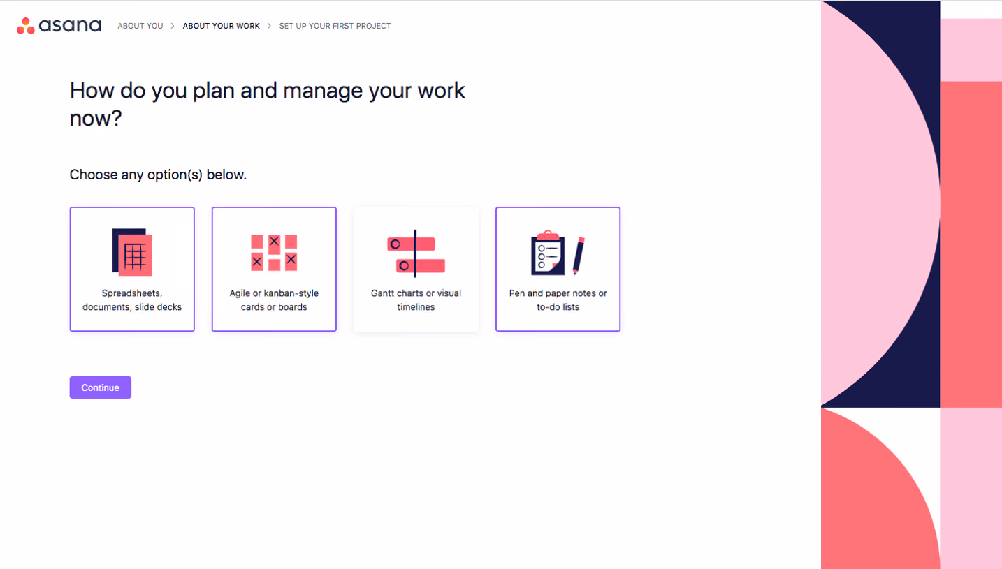 Asana Sign Up Flow