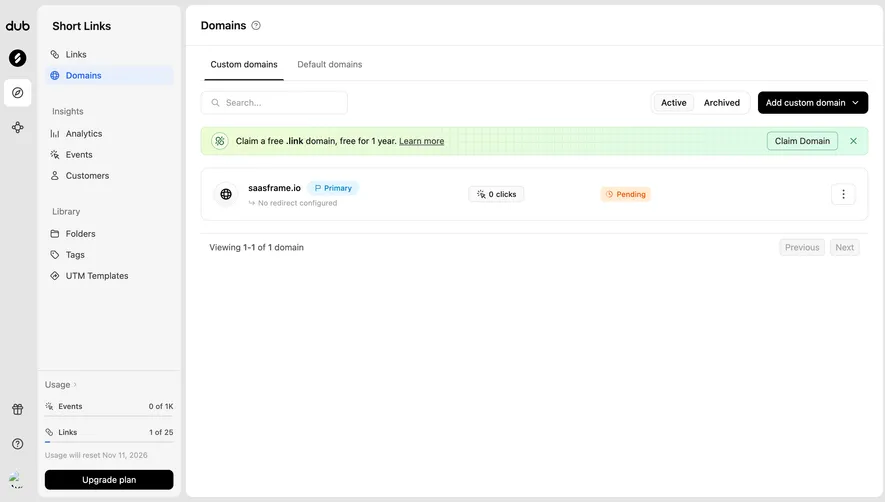 Dub Custom domains