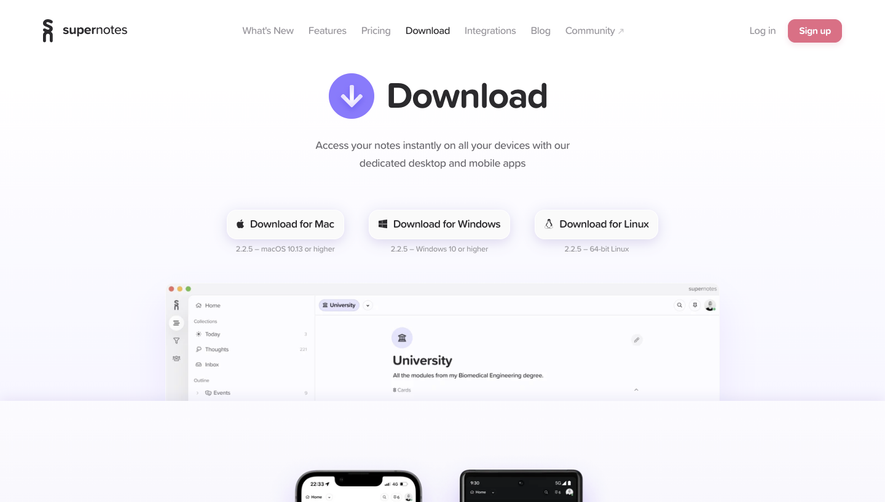Supernotes Download Page