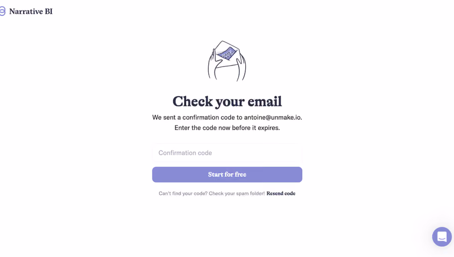 Narrative BI Email Verification